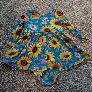 Little Sleepies Sunflower Bodysuit Twirl Dress